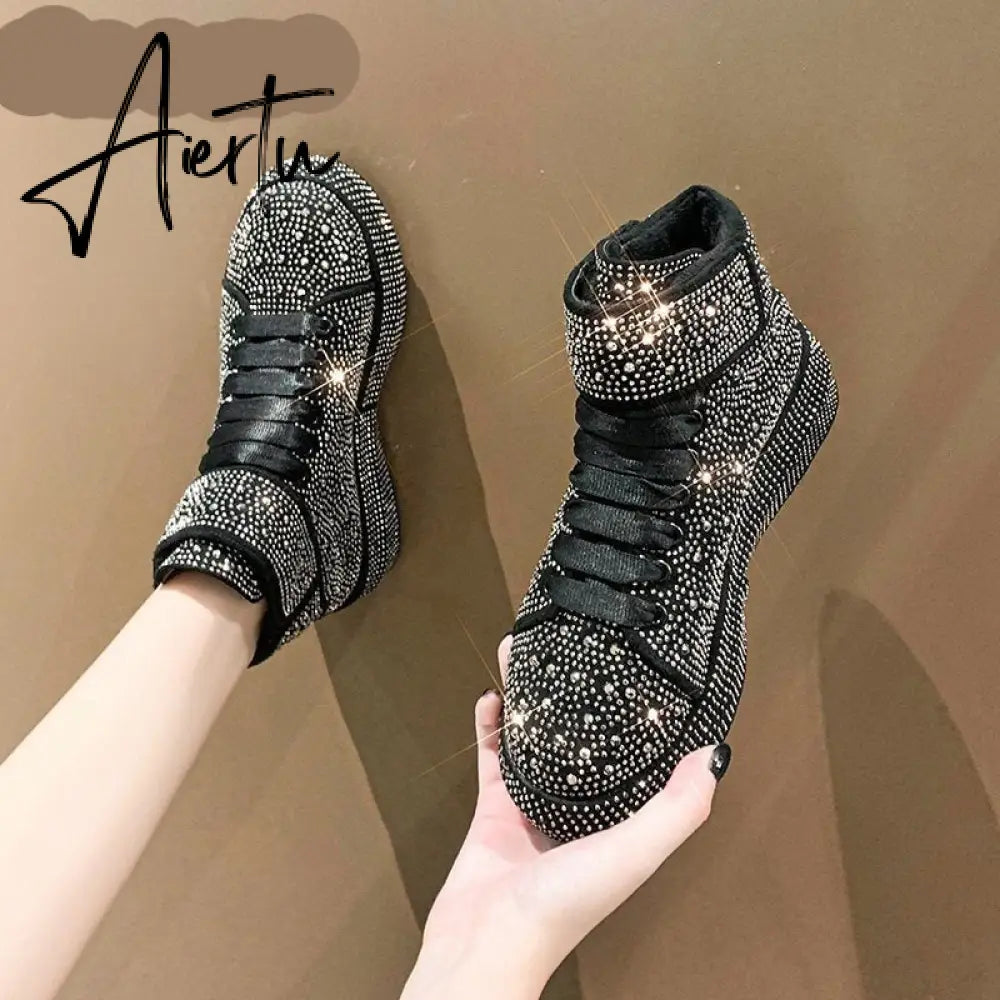 Aiertu Ankle Boots For Women Square Toe Fashion Shoes Warm Winter Short Boots Zipper Square Heels Comfortable Lady Shoes Aiertu