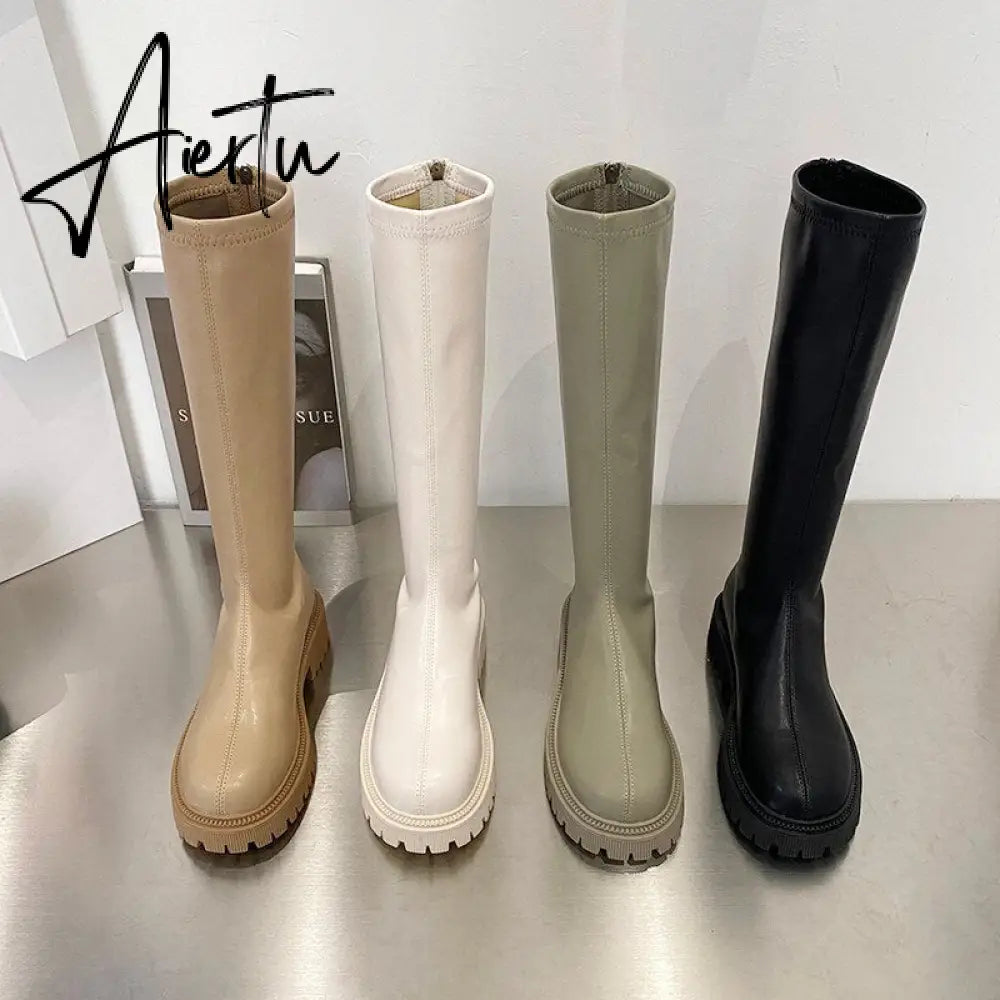 Aiertu Ankle Chelsea Boots New Winter Mid Heels Platform Women Botas Snow Warm Designer Motorcycle Boots Gladiator Oxford Zapatos Aiertu