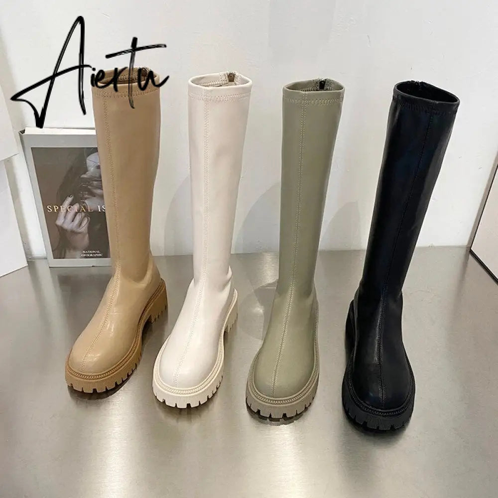 Aiertu Ankle Chelsea Boots New Winter Mid Heels Platform Women Botas Snow Warm Designer Motorcycle Boots Gladiator Oxford Zapatos Aiertu