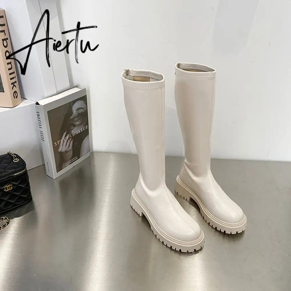 Aiertu Ankle Chelsea Boots New Winter Mid Heels Platform Women Botas Snow Warm Designer Motorcycle Boots Gladiator Oxford Zapatos Aiertu