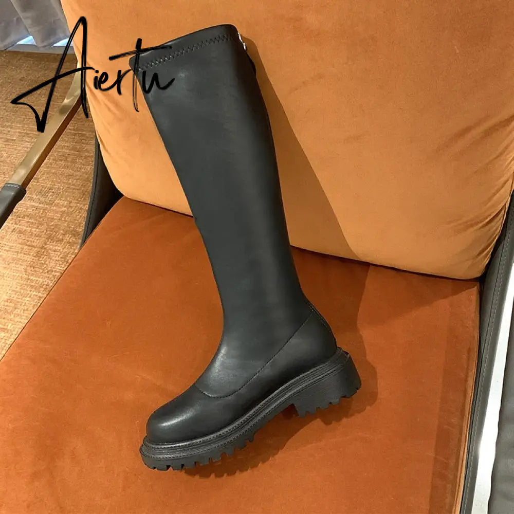 Aiertu Ankle Chelsea Boots New Winter Mid Heels Platform Women Botas Snow Warm Designer Motorcycle Boots Gladiator Oxford Zapatos Aiertu