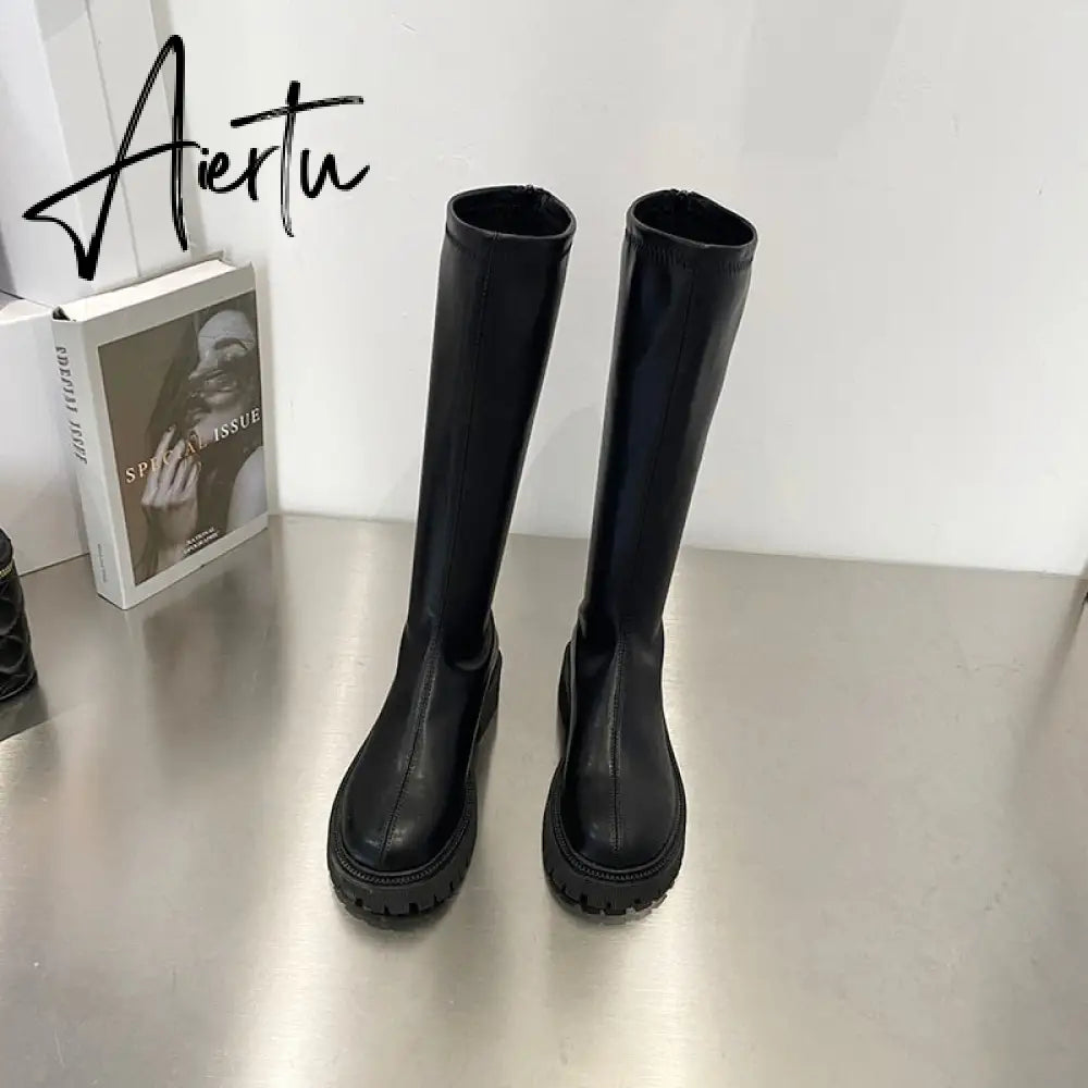 Aiertu Ankle Chelsea Boots New Winter Mid Heels Platform Women Botas Snow Warm Designer Motorcycle Boots Gladiator Oxford Zapatos Aiertu