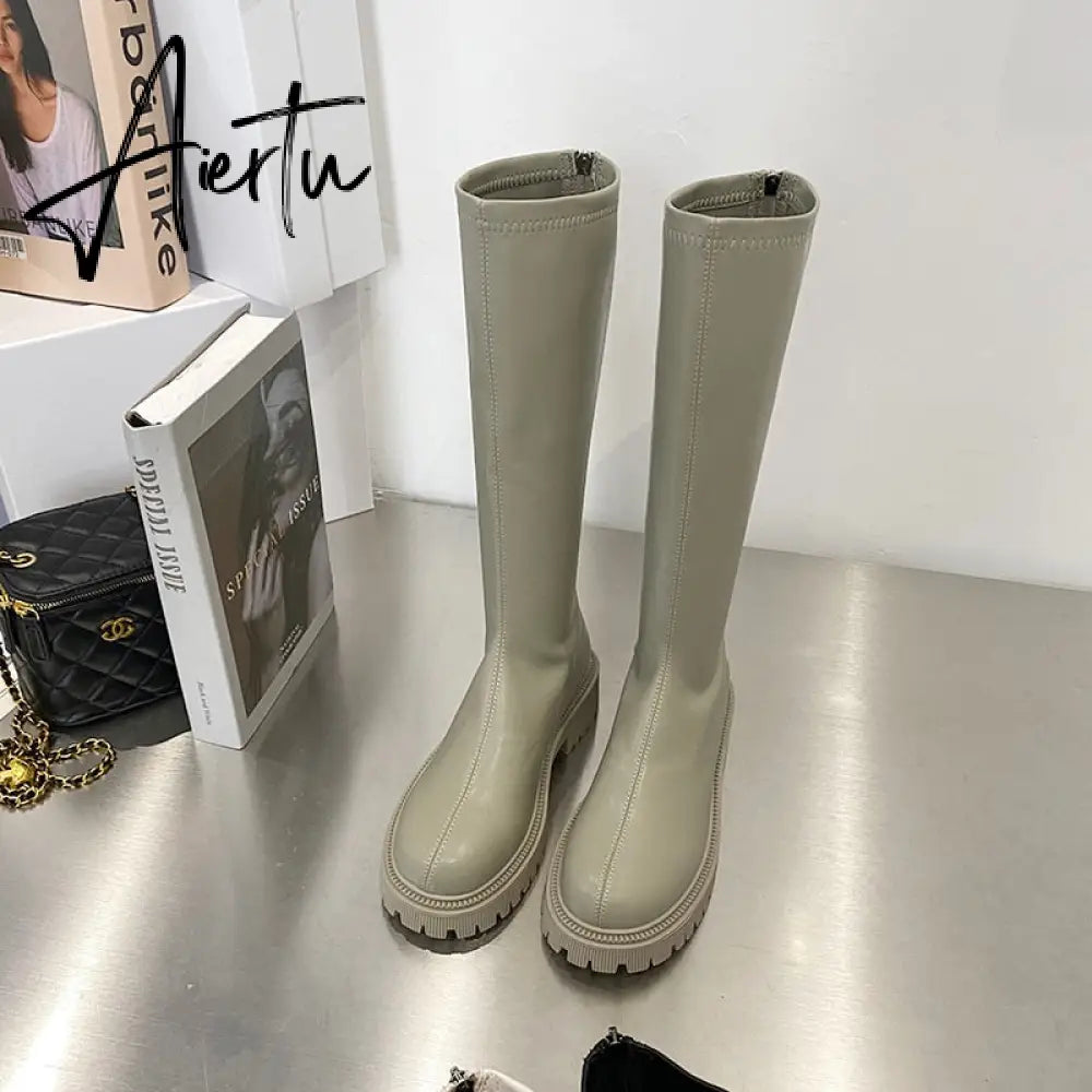 Aiertu Ankle Chelsea Boots New Winter Mid Heels Platform Women Botas Snow Warm Designer Motorcycle Boots Gladiator Oxford Zapatos Aiertu