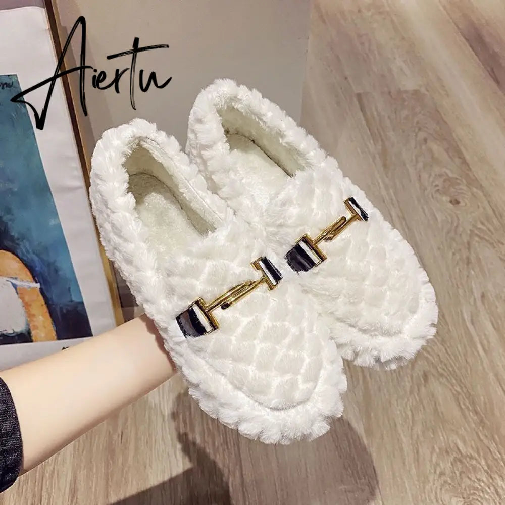 Aiertu  Autumn and Winter New Outdoor Home Indoor Wool Bag with Cotton Shoes Anti Slip Warm Lady Beans Shoes Aiertu