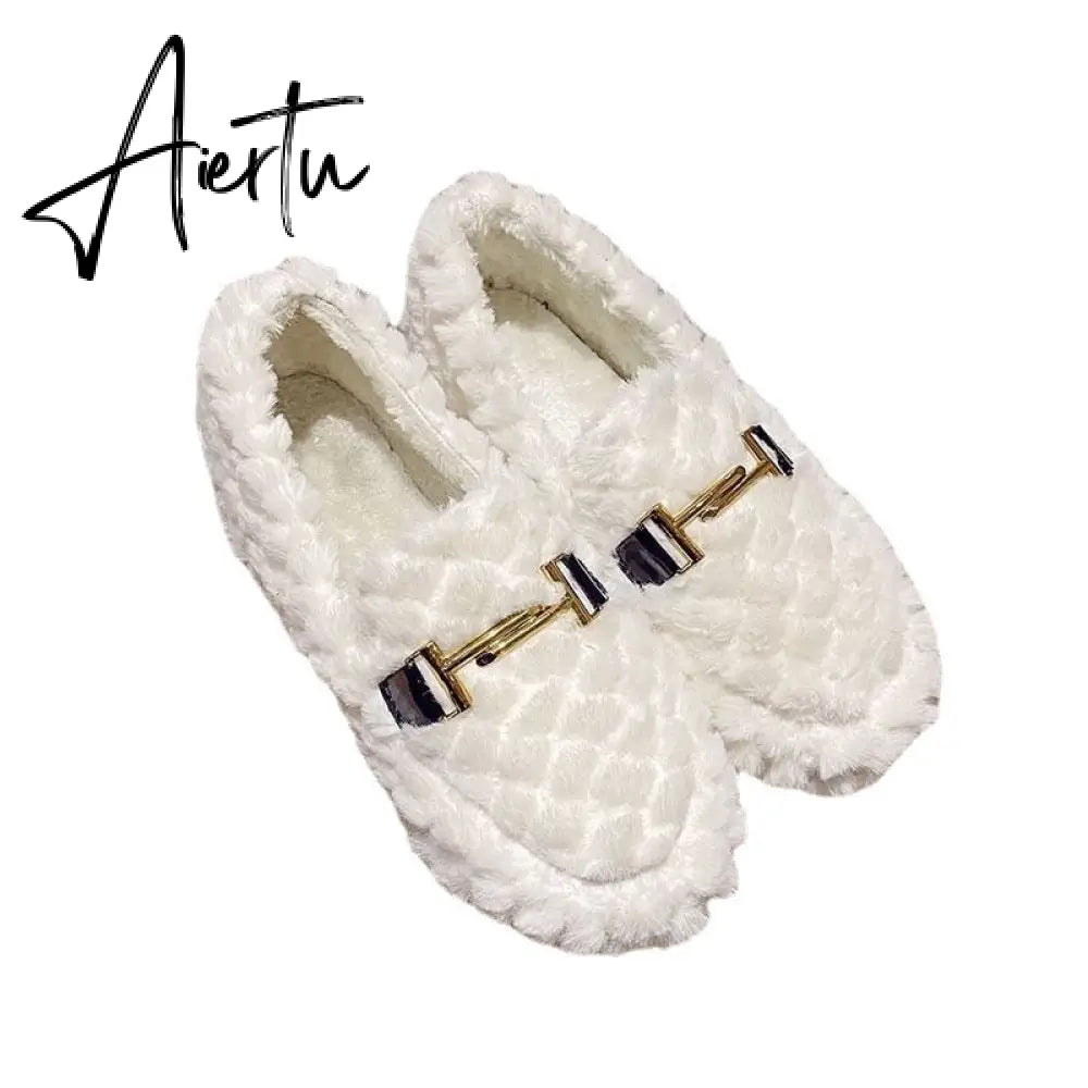 Aiertu  Autumn and Winter New Outdoor Home Indoor Wool Bag with Cotton Shoes Anti Slip Warm Lady Beans Shoes Aiertu