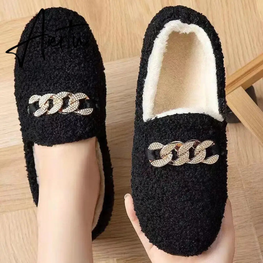 Aiertu  Autumn and Winter New Outdoor Home Indoor Wool Bag with Cotton Shoes Anti Slip Warm Lady Beans Shoes Aiertu