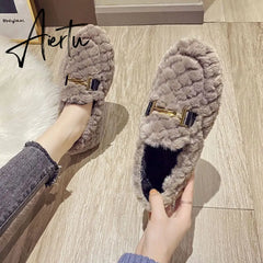 Aiertu  Autumn and Winter New Outdoor Home Indoor Wool Bag with Cotton Shoes Anti Slip Warm Lady Beans Shoes Aiertu