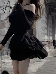 Aiertu Autumn Elegant Two Pieces Skirt Set Women Casual Sweet Blouse + Y2k Slim Cake Skirts Office Lady Korean Fashion Suits New Aiertu