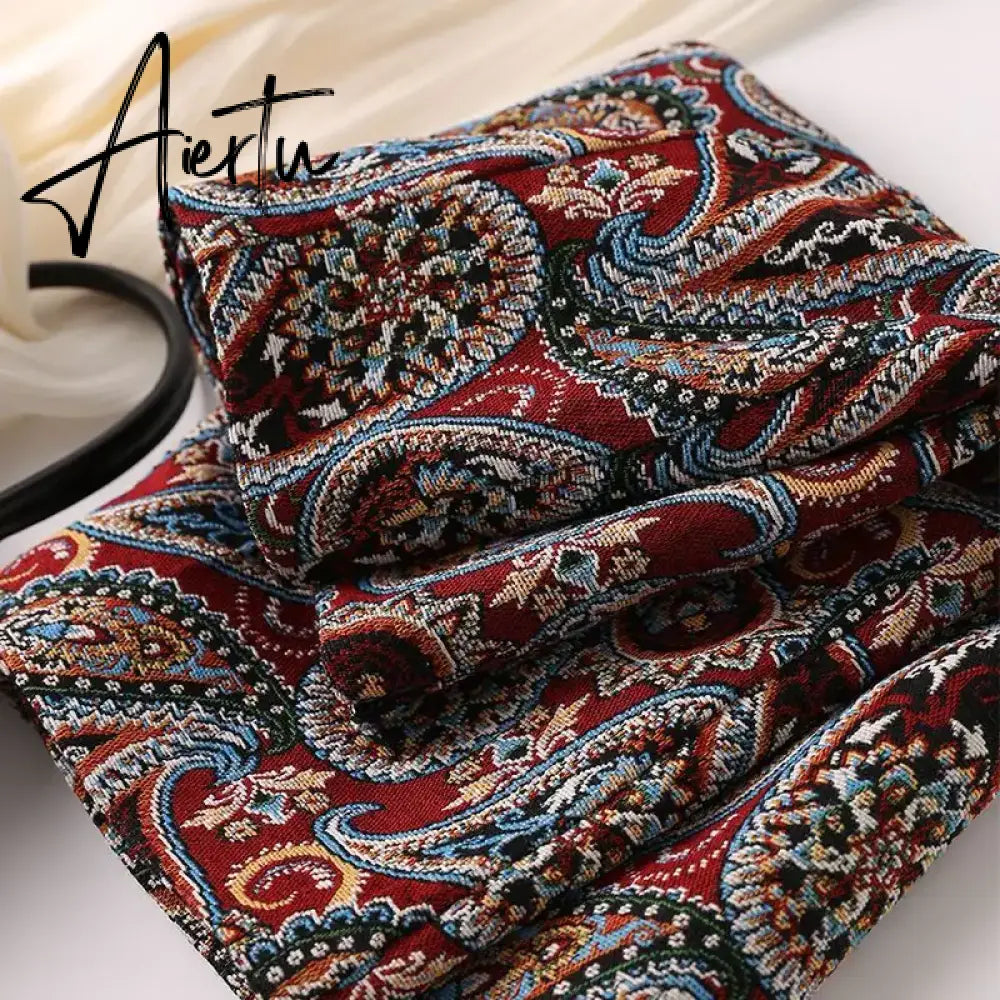 Aiertu Autumn  High Waist A-line Skirts Light Mature One Step Skirt Ladies Medium Length Retro Wrapped Hip Skirt Jacquard Skirt Aiertu