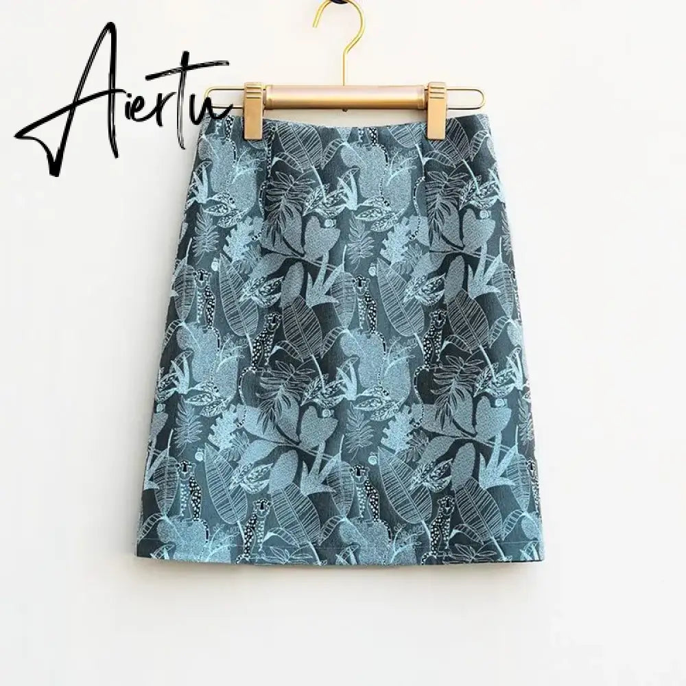 Aiertu Autumn  High Waist A-line Skirts Light Mature One Step Skirt Ladies Medium Length Retro Wrapped Hip Skirt Jacquard Skirt Aiertu