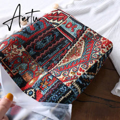 Aiertu Autumn  High Waist A-line Skirts Light Mature One Step Skirt Ladies Medium Length Retro Wrapped Hip Skirt Jacquard Skirt Aiertu