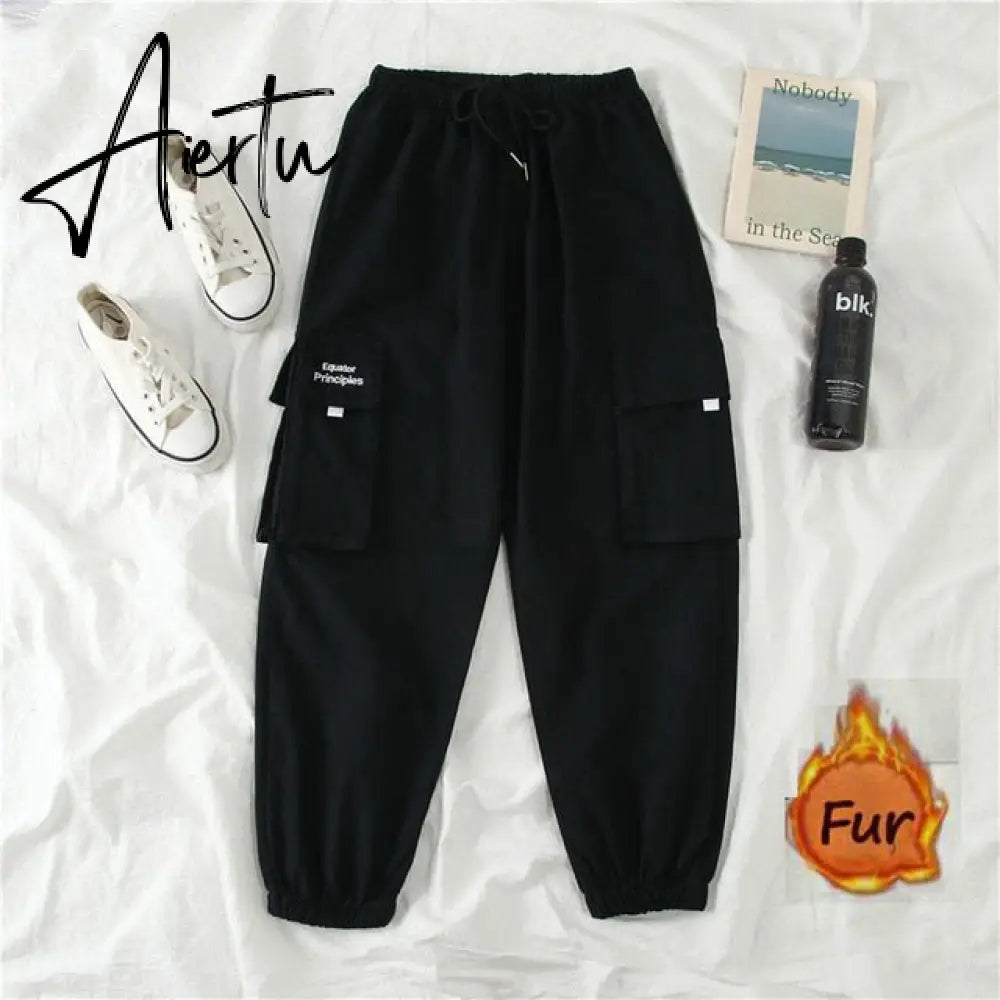 Aiertu  Autumn High Waist Streetwear Cargo Pants Female Harajuku Loose Joggers Women 2 Piece Suit harem camo pants Aiertu