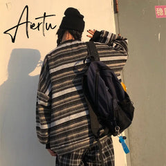 Aiertu  Autumn Pullover Women Vintage Striped Oversize Sweater Long Sleeve Knitted Tops Hip Hop  Streetwear Pullover Female Aiertu