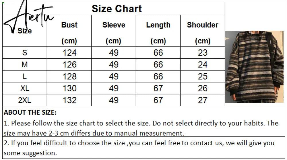 Aiertu  Autumn Pullover Women Vintage Striped Oversize Sweater Long Sleeve Knitted Tops Hip Hop  Streetwear Pullover Female Aiertu
