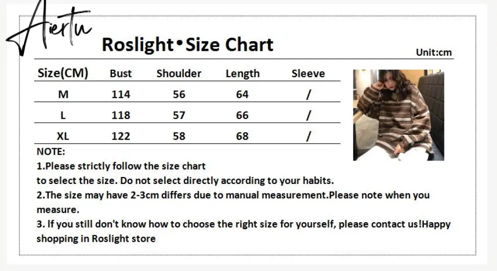 Aiertu  Autumn Pullover Women Vintage Striped Oversize Sweater Long Sleeve Knitted Tops Hip Hop  Streetwear Pullover Female Aiertu
