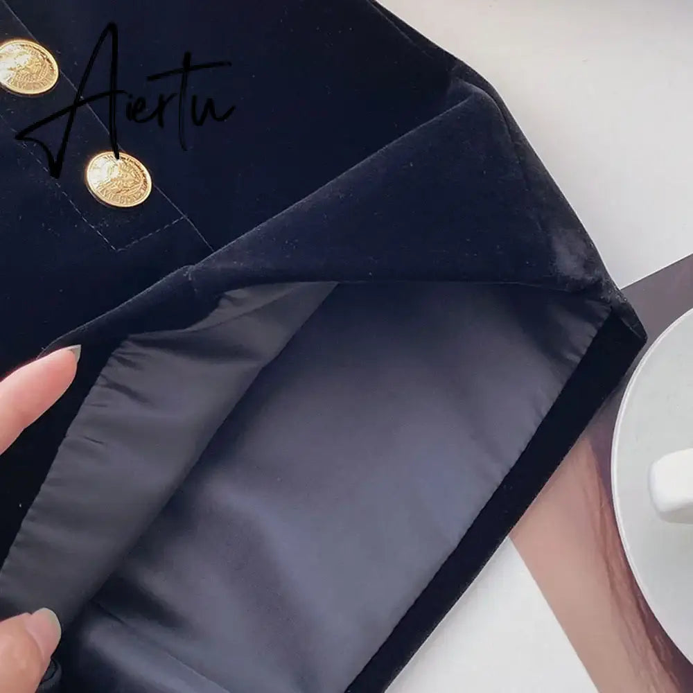 Aiertu Autumn Winter High Waist Velvet Wide Leg Shorts Women Chic Double Breasted Short Pants Fashion Sexy Bottoms Casual Ropa Mujer Aiertu