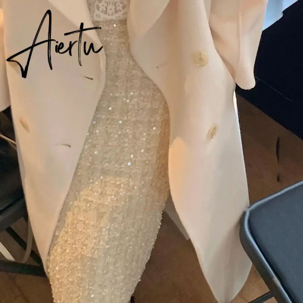 Aiertu Autumn Winter Small Fragrance Wind Tweed Skirt Women Fashion High Waist Ladies Business Skirts Woman Korean One Step Skirt Aiertu