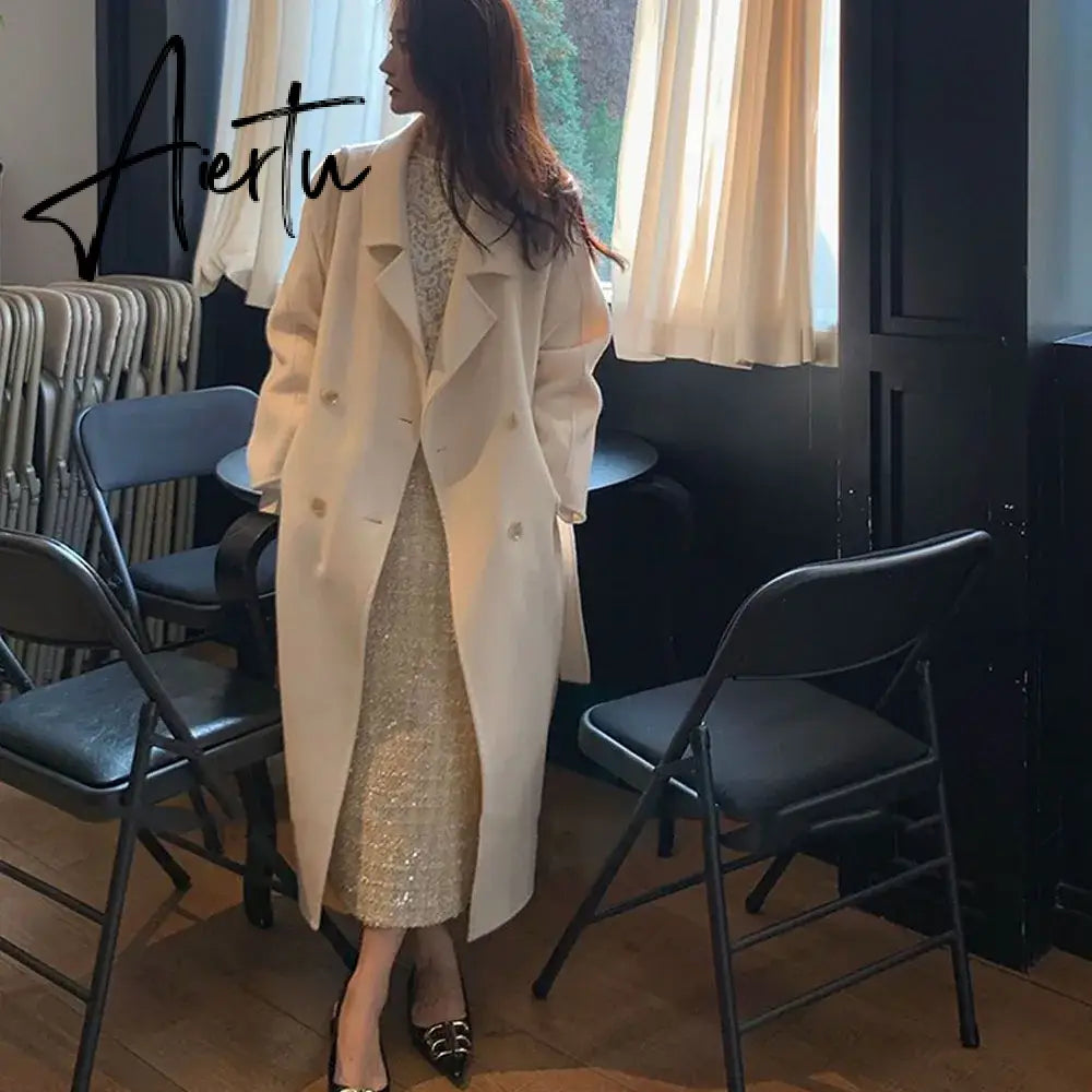 Aiertu Autumn Winter Small Fragrance Wind Tweed Skirt Women Fashion High Waist Ladies Business Skirts Woman Korean One Step Skirt Aiertu
