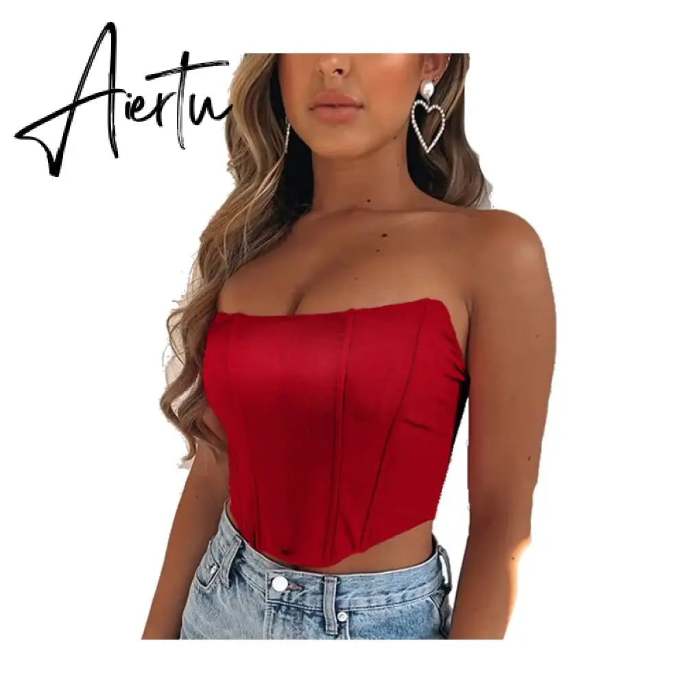 Aiertu Baby Tee Bustier sleeveless Clothes For YK2 Corset Sexy Tank Crop Top Women Cyber Accessories Summer Body Blouse Aesthetic Aiertu