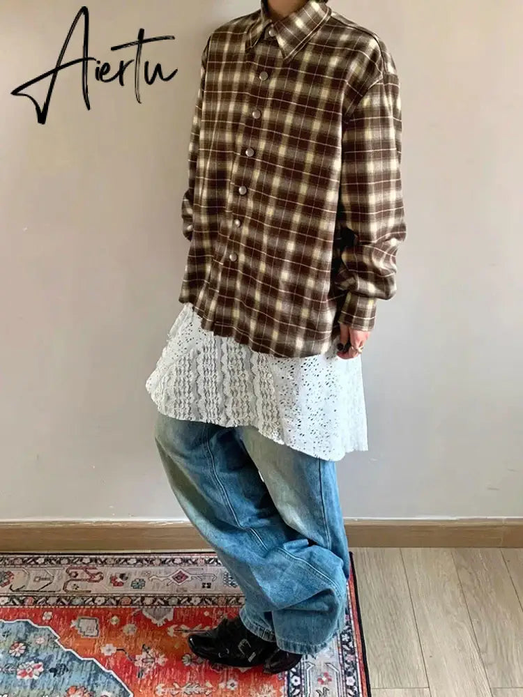 Aiertu Bandage Irregular Lace Skirts Vintage Women Streetwear Hollow Out Trendy Fairy Faldas Harajuku Grunge Casual Skirt Y2k Aesthetic Aiertu
