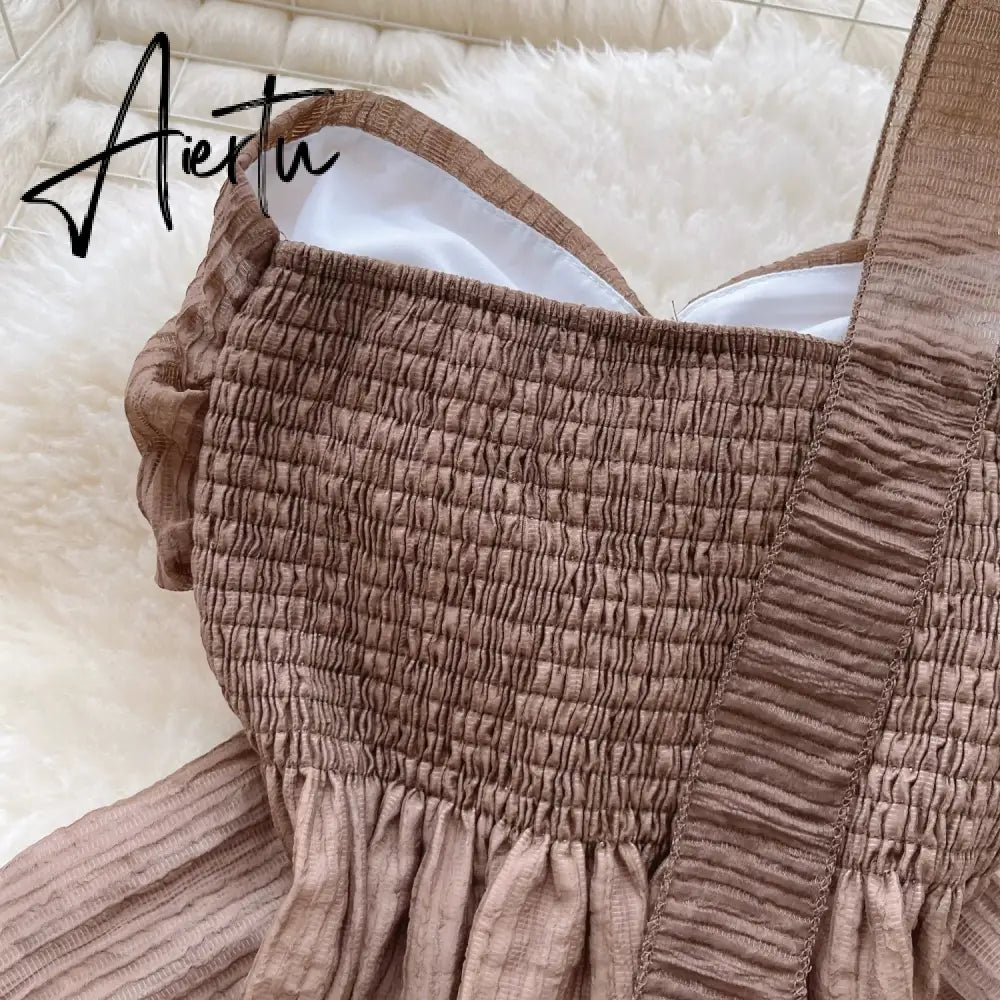 Aiertu Beach Style Chiffon Tube Top Halter Ribbons Drawstring Lace Up Bow Off Shoulder Backless Fashion Streetwear Sexy Vest Aiertu