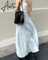 Aiertu  Beach Style Solid Long  Tops Holiday Slash Neck Sleeveless Tank Tops Women  Summer Fashion Streetwear Tanks Aiertu