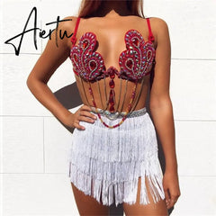 Aiertu Belly Dance Hip Scarf Skirt for Women Tassel Fringes Costume Belt Tribal Fringe Wrap Belt Mini Skirts Aiertu