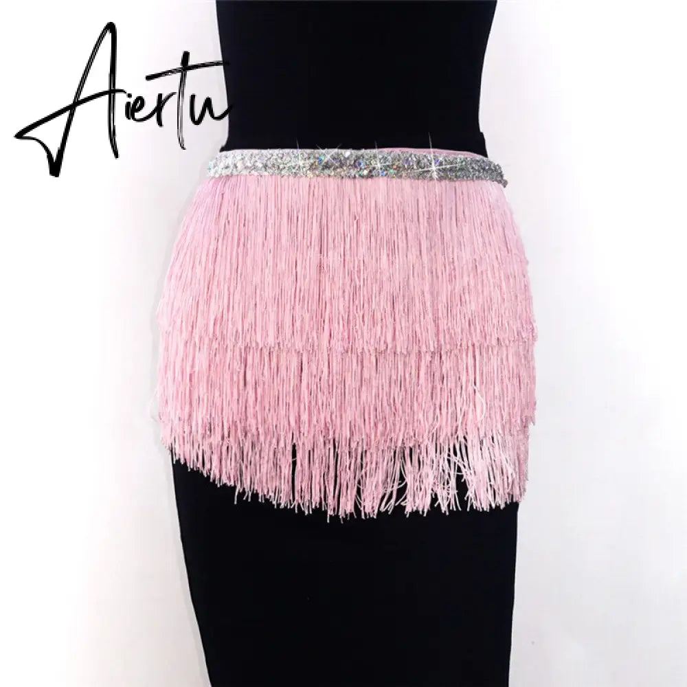 Aiertu Belly Dance Hip Scarf Skirt for Women Tassel Fringes Costume Belt Tribal Fringe Wrap Belt Mini Skirts Aiertu