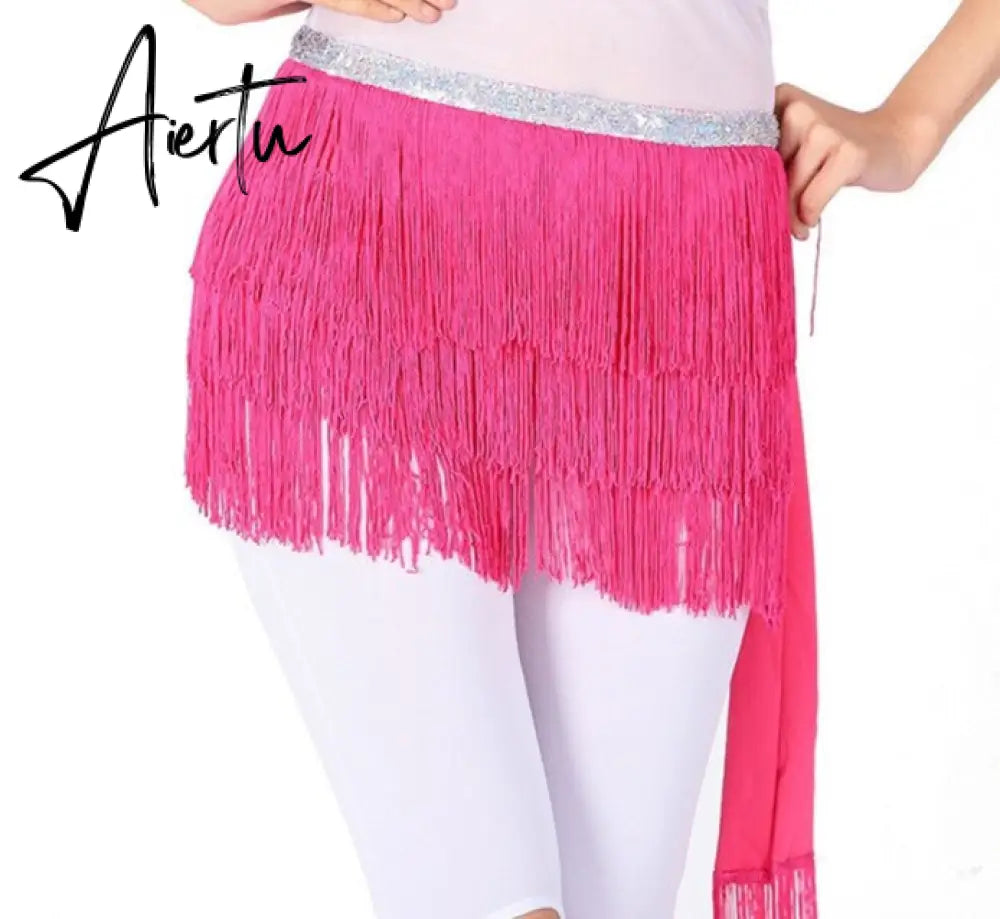 Aiertu Belly Dance Hip Scarf Skirt for Women Tassel Fringes Costume Belt Tribal Fringe Wrap Belt Mini Skirts Aiertu