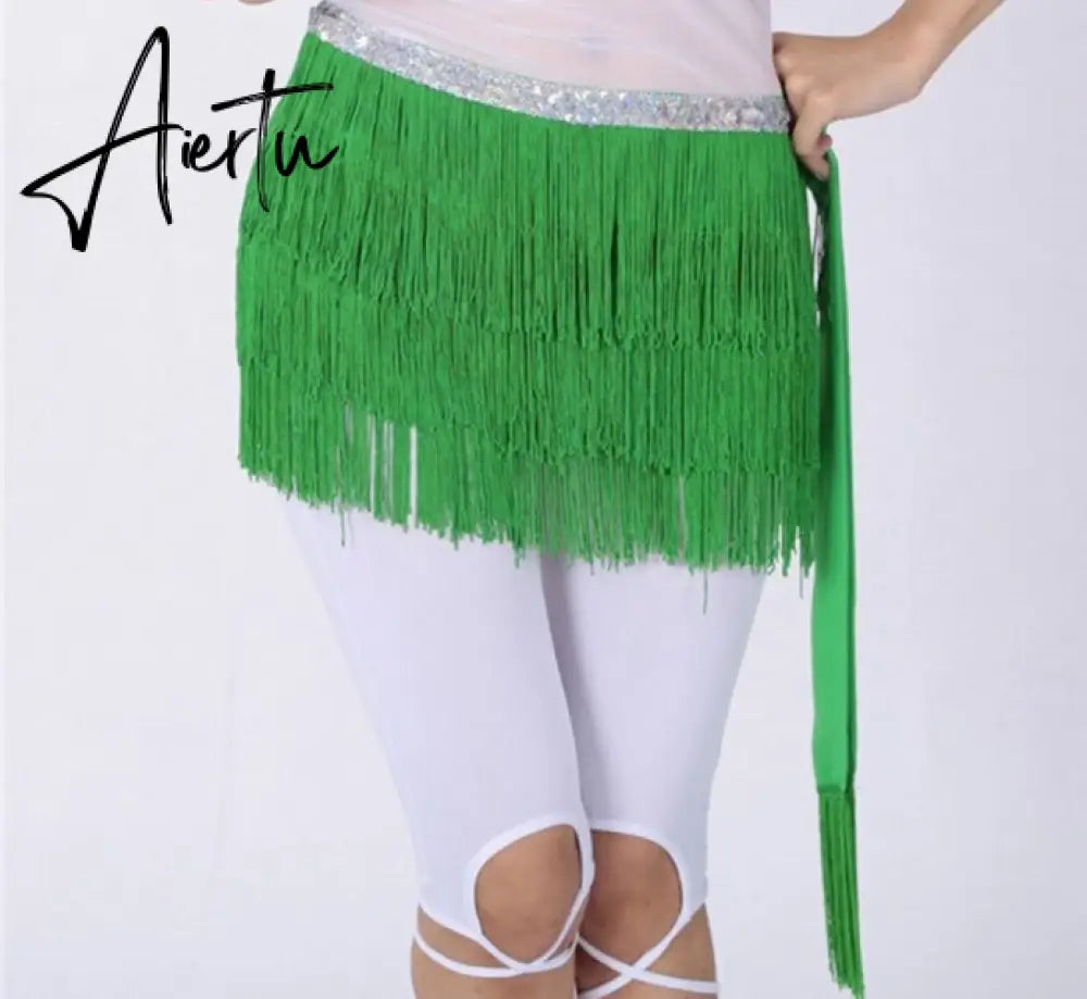 Aiertu Belly Dance Hip Scarf Skirt for Women Tassel Fringes Costume Belt Tribal Fringe Wrap Belt Mini Skirts Aiertu