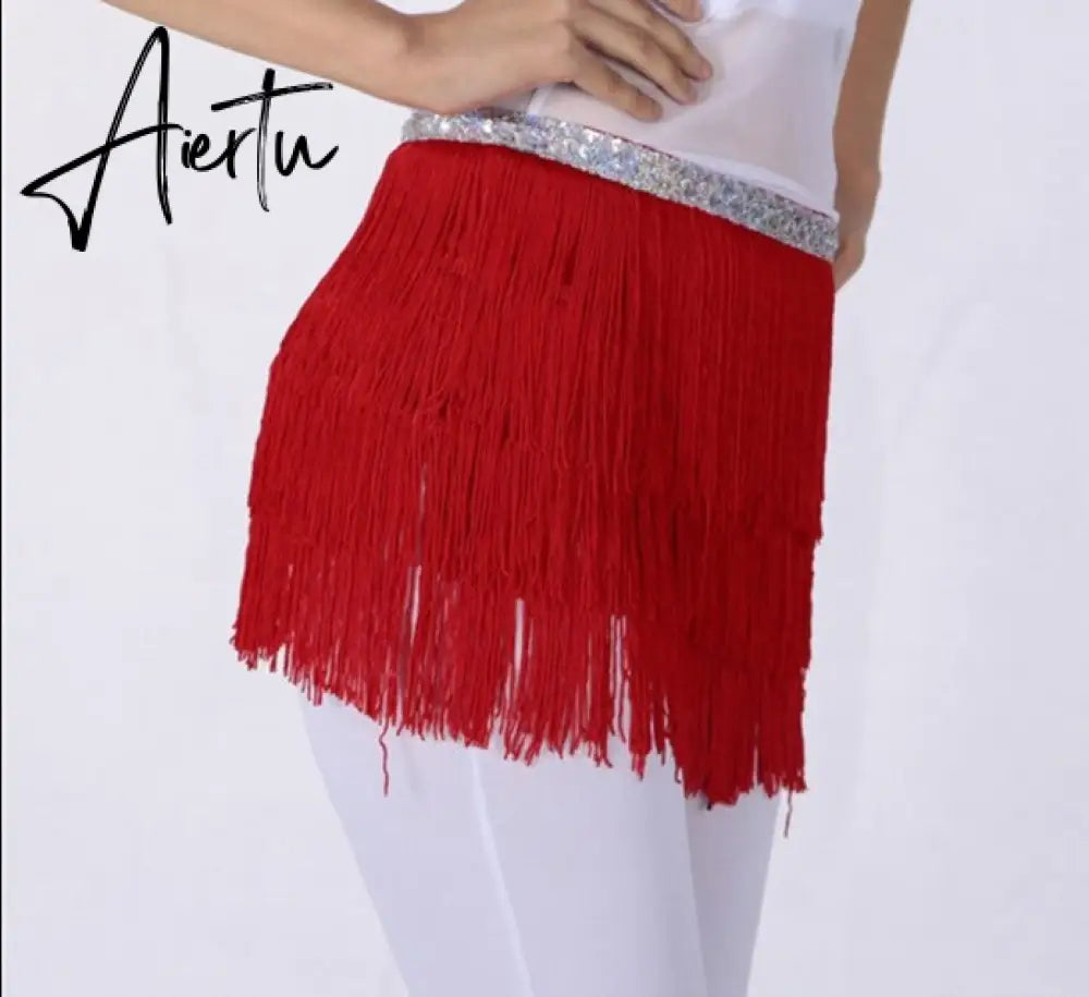 Aiertu Belly Dance Hip Scarf Skirt for Women Tassel Fringes Costume Belt Tribal Fringe Wrap Belt Mini Skirts Aiertu