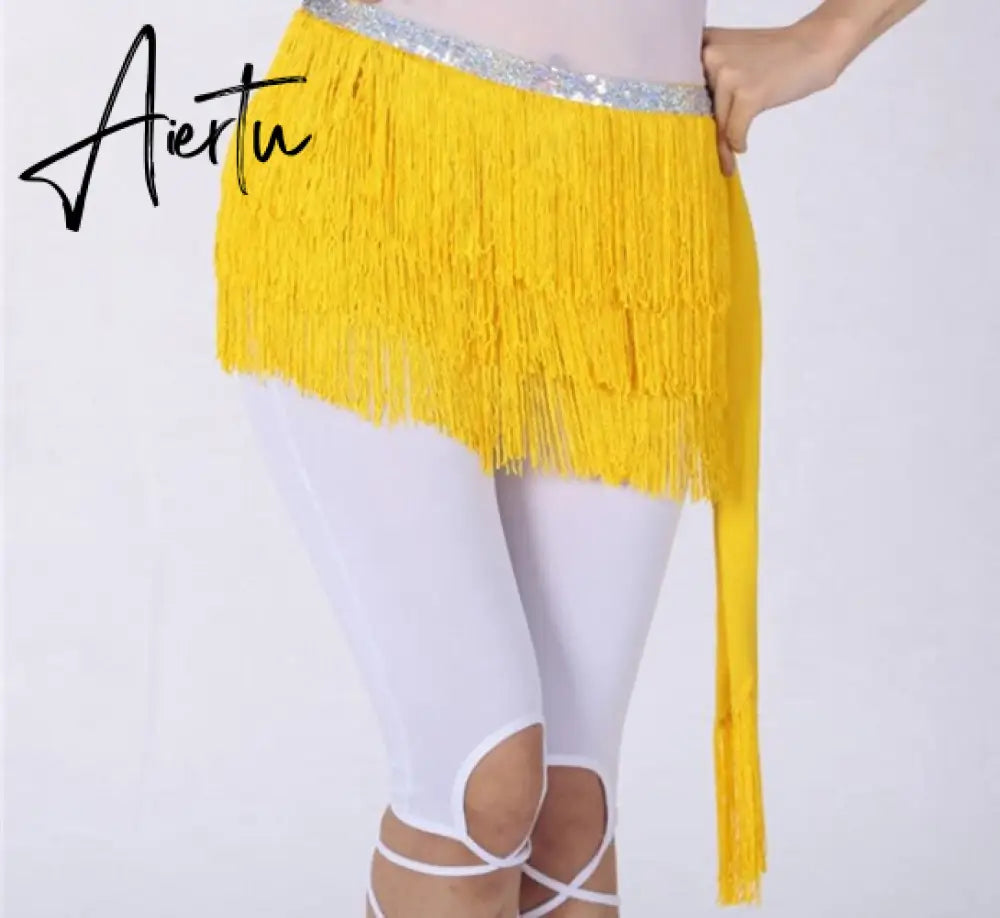 Aiertu Belly Dance Hip Scarf Skirt for Women Tassel Fringes Costume Belt Tribal Fringe Wrap Belt Mini Skirts Aiertu