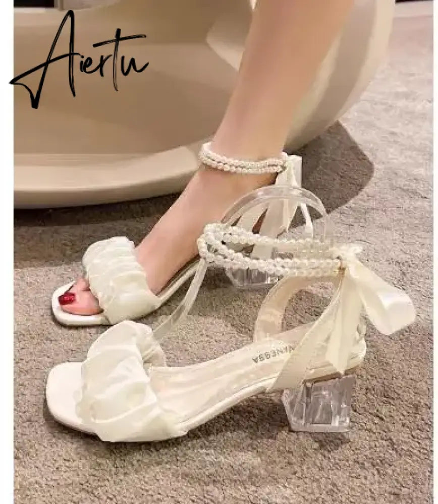Aiertu Black Platform Sandals Female Shoe Summer Lace Denim Women's High Heels Med Espadrilles Girls Laces Fashion Gladiator Beige Aiertu