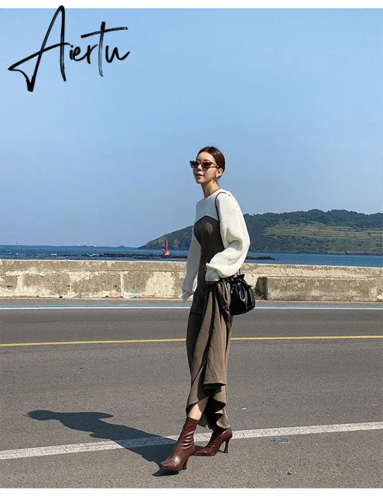 Aiertu Black Women Ankle Boots Woman Thin High Heel Fashion Pointed Toe Zipper Winter Women's Shoes Leather White Short Booties Aiertu