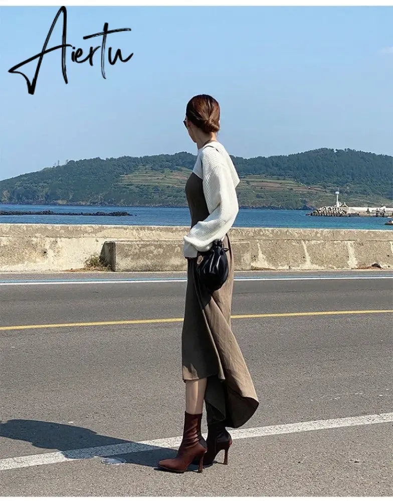 Aiertu Black Women Ankle Boots Woman Thin High Heel Fashion Pointed Toe Zipper Winter Women's Shoes Leather White Short Booties Aiertu