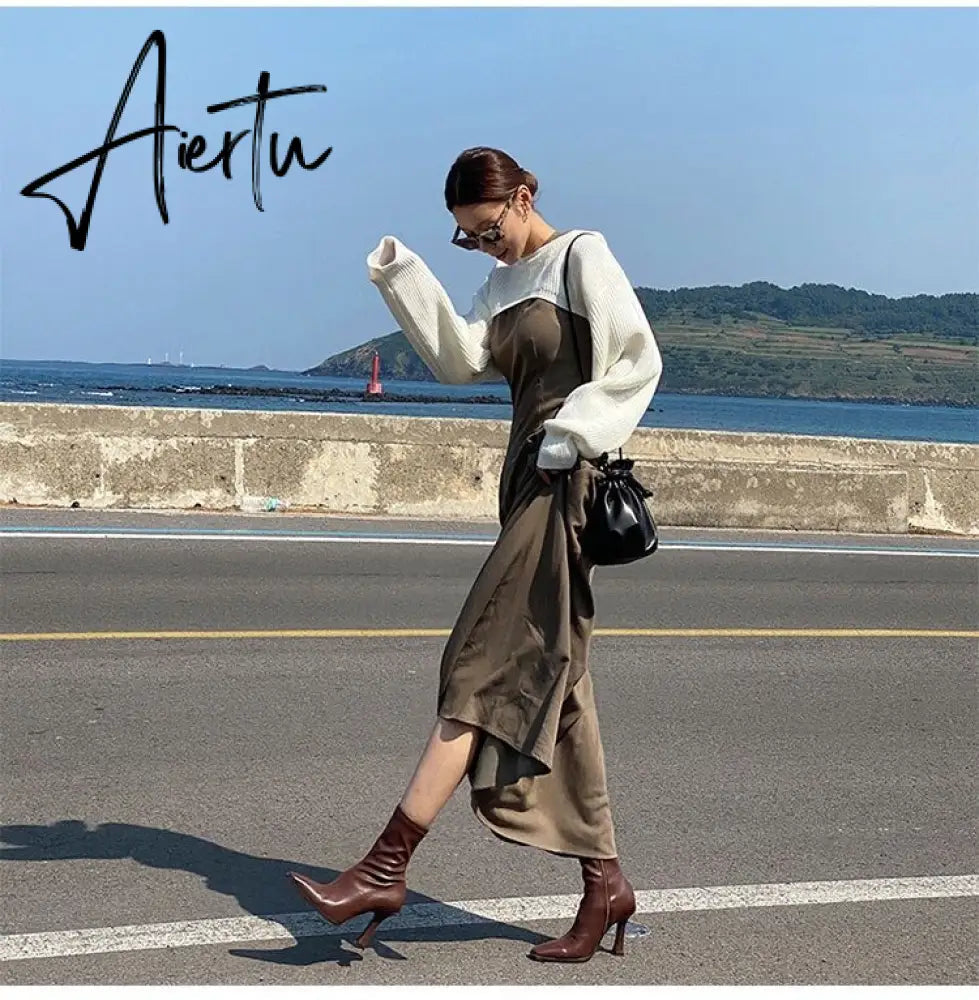 Aiertu Black Women Ankle Boots Woman Thin High Heel Fashion Pointed Toe Zipper Winter Women's Shoes Leather White Short Booties Aiertu