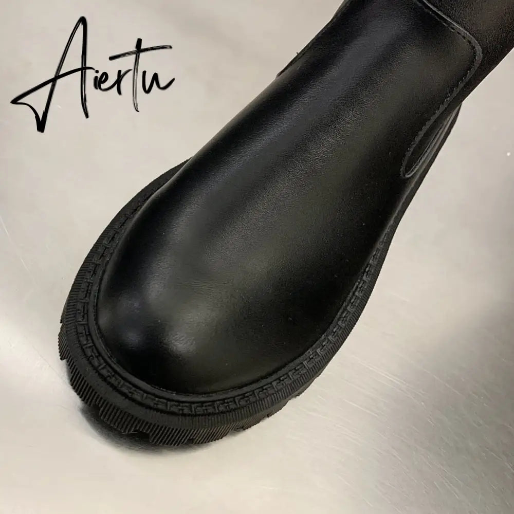 Aiertu Brand Design Skidproof Sole Cosy Chunky Heels Fashion Stylish Leisure Cool Add Fur Winter Over The Knee High Boots Shoes Women Aiertu