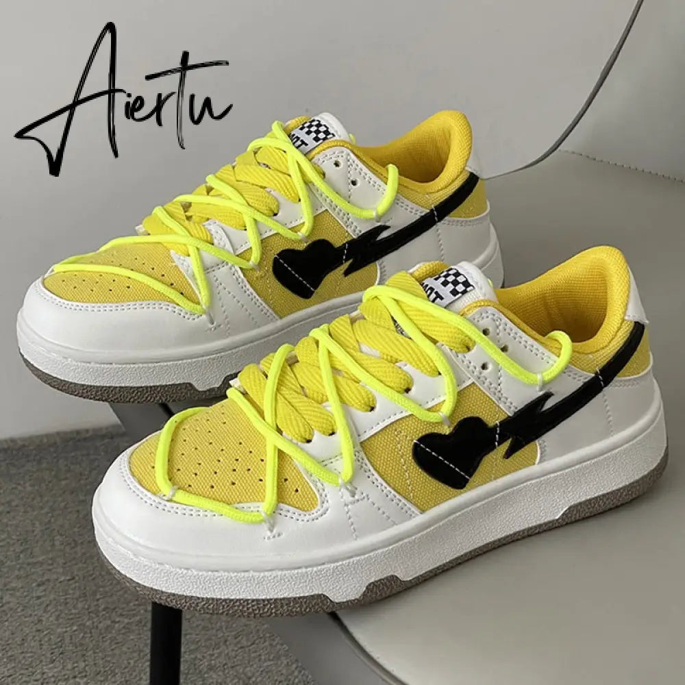 Aiertu Brand Lace Up Women Sneakers Zapatillas Mujer Light Flat Shoes Ladies Outdoor Casual Color Matching Luxury Vulcanize Shoes Women Aiertu