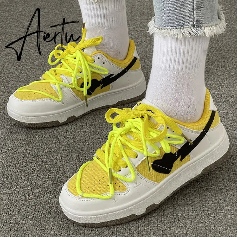 Aiertu Brand Lace Up Women Sneakers Zapatillas Mujer Light Flat Shoes Ladies Outdoor Casual Color Matching Luxury Vulcanize Shoes Women Aiertu