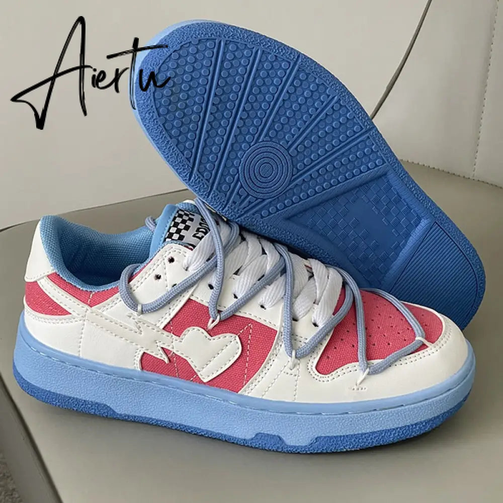 Aiertu Brand Lace Up Women Sneakers Zapatillas Mujer Light Flat Shoes Ladies Outdoor Casual Color Matching Luxury Vulcanize Shoes Women Aiertu