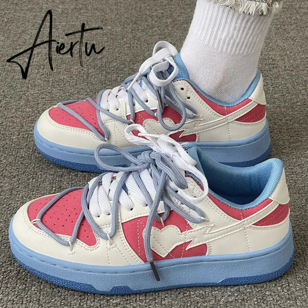 Aiertu Brand Lace Up Women Sneakers Zapatillas Mujer Light Flat Shoes Ladies Outdoor Casual Color Matching Luxury Vulcanize Shoes Women Aiertu