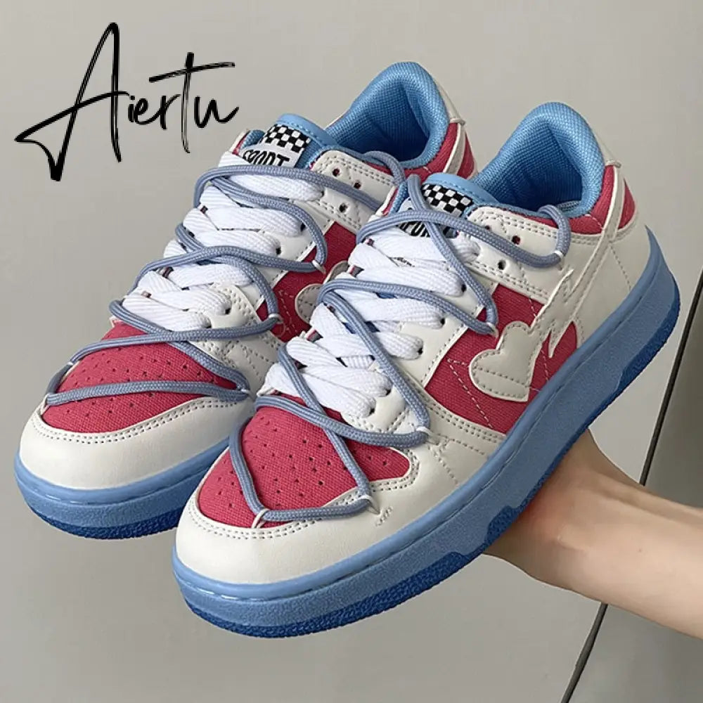 Aiertu Brand Lace Up Women Sneakers Zapatillas Mujer Light Flat Shoes Ladies Outdoor Casual Color Matching Luxury Vulcanize Shoes Women Aiertu