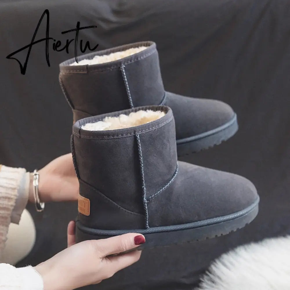 Aiertu  Brand Women's Shoes Australian Boots Winter Footwear Round Toe Flat Heel Boots-Women Fashion Snow Low Ladies Ankle Cotton Aiertu