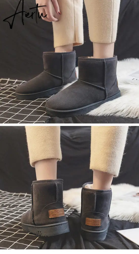 Aiertu  Brand Women's Shoes Australian Boots Winter Footwear Round Toe Flat Heel Boots-Women Fashion Snow Low Ladies Ankle Cotton Aiertu