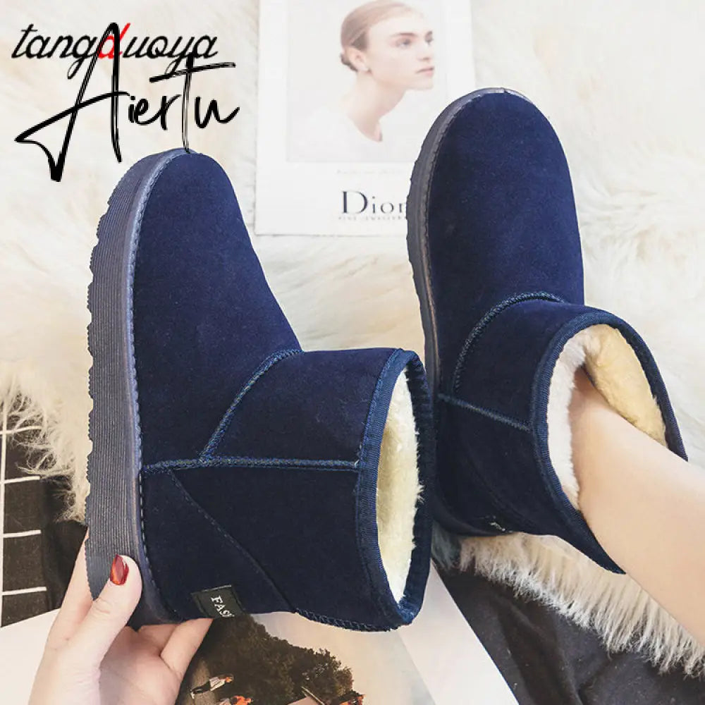 Aiertu  Brand Women's Shoes Australian Boots Winter Footwear Round Toe Flat Heel Boots-Women Fashion Snow Low Ladies Ankle Cotton Aiertu