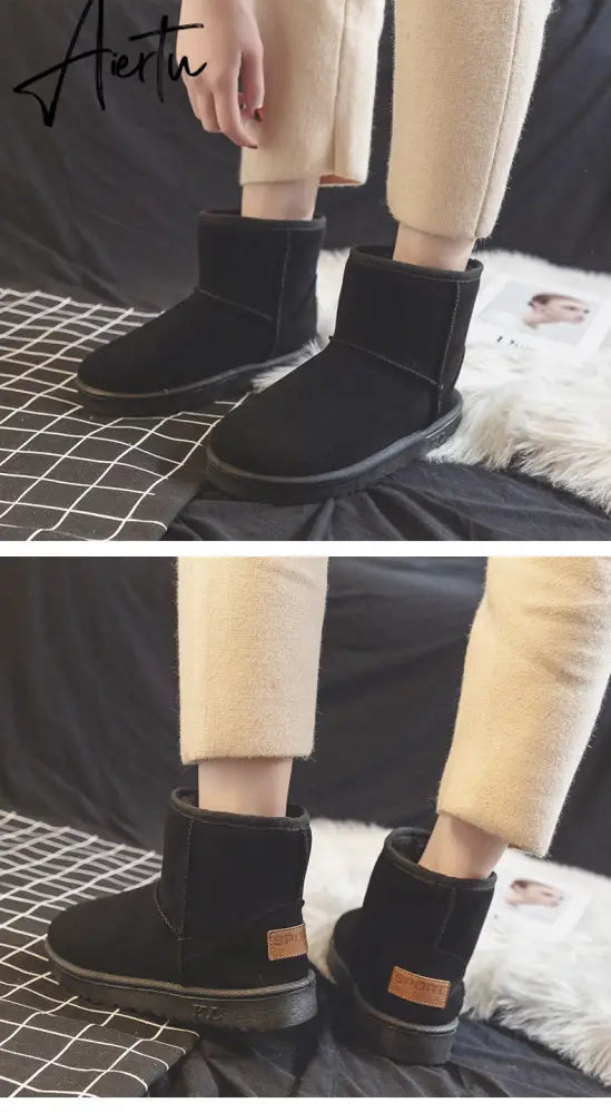 Aiertu  Brand Women's Shoes Australian Boots Winter Footwear Round Toe Flat Heel Boots-Women Fashion Snow Low Ladies Ankle Cotton Aiertu