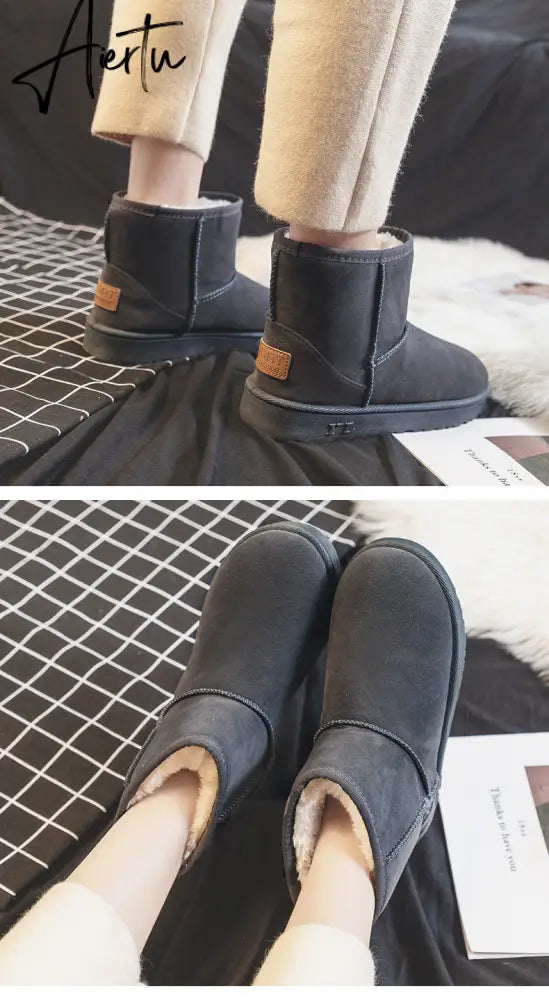 Aiertu  Brand Women's Shoes Australian Boots Winter Footwear Round Toe Flat Heel Boots-Women Fashion Snow Low Ladies Ankle Cotton Aiertu