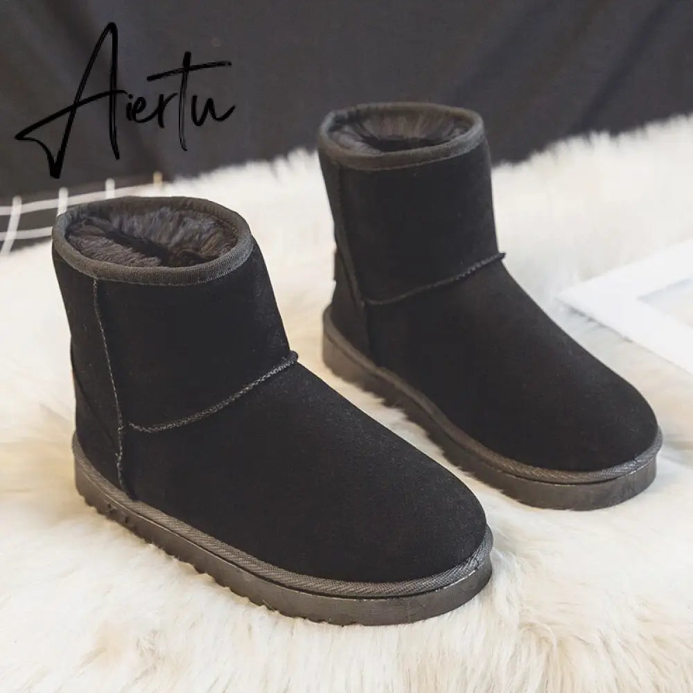 Aiertu  Brand Women's Shoes Australian Boots Winter Footwear Round Toe Flat Heel Boots-Women Fashion Snow Low Ladies Ankle Cotton Aiertu