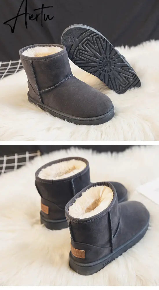 Aiertu  Brand Women's Shoes Australian Boots Winter Footwear Round Toe Flat Heel Boots-Women Fashion Snow Low Ladies Ankle Cotton Aiertu