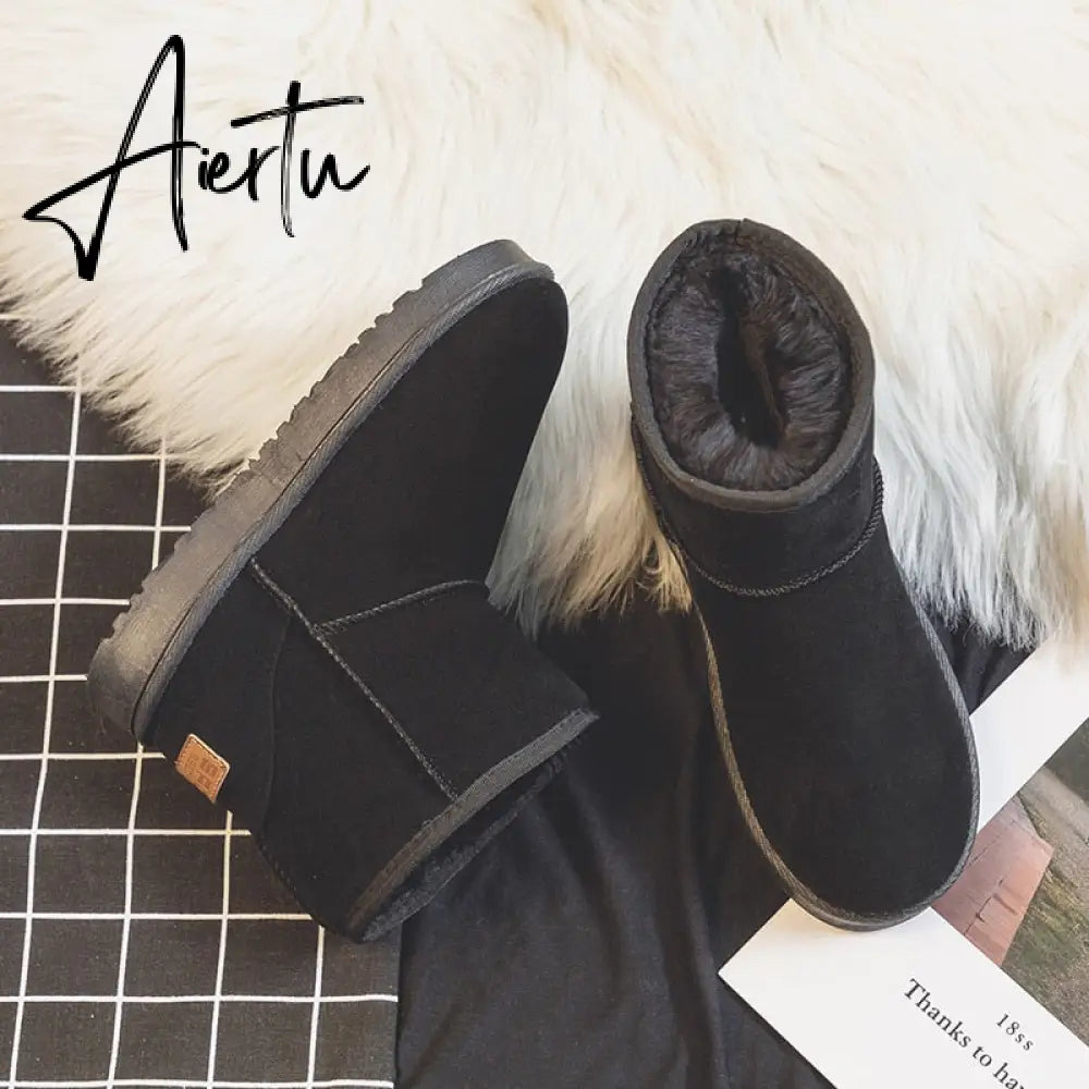 Aiertu  Brand Women's Shoes Australian Boots Winter Footwear Round Toe Flat Heel Boots-Women Fashion Snow Low Ladies Ankle Cotton Aiertu